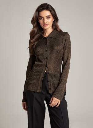 Gilet manches longues coupe cintrée noir SOAKED femme
