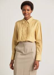 Chemisier coupe droite manches longues beige SURKANA femme
