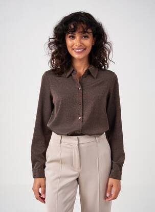 Chemisier coupe cintrée manches longues marron SURKANA femme