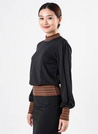 Pull coupe cintrée manches longues noir KING LOUIE femme