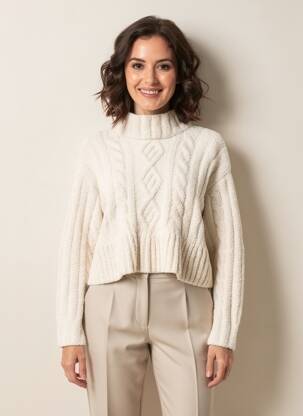 Pull coupe droite manches longues beige SOAKED femme