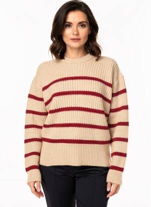 Pull coupe droite manches longues beige LOLA ESPELETA femme