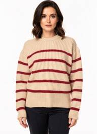 Pull col rond manches longues beige LOLA ESPELETA femme