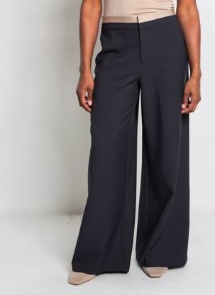 Pantalon large tissage popeline taille normale bleu SURKANA femme