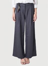 Pantalon large fermeture zippée sous rabat boutonné taille normale bleu ZHRILL femme