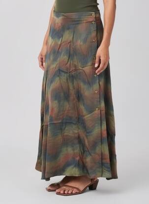Jupe longue imprimé fantaisie vert MAISON HOTEL femme