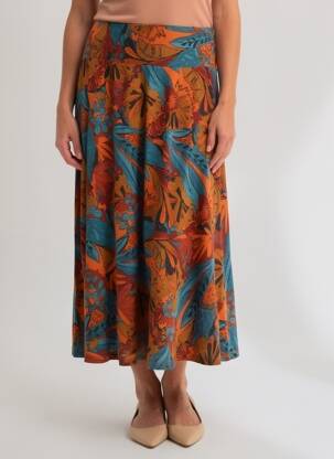 Jupe longue imprimé fantaisie orange SURKANA femme
