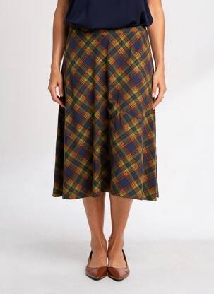 Jupe mi-longue stretch bleu KING LOUIE femme