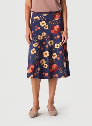 Jupe mi-longue taille élastique bleu KING LOUIE femme
