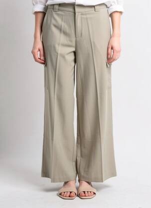 Pantalon large tissage popeline taille normale vert GRACE & MILA femme