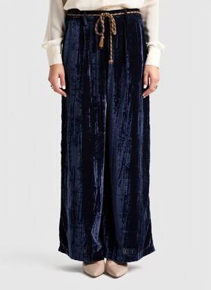 Pantalon large poches taille normale bleu PLEASE femme