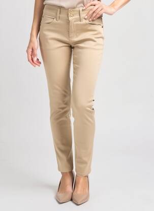 Pantalon slim tissage popeline taille normale beige SALSA femme