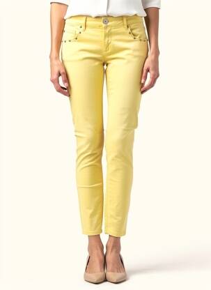 Pantalon 7/8 stretch taille normale jaune TIMEZONE femme