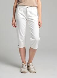 Pantacourt stretch taille normale blanc TIMEZONE femme