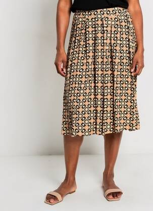 Jupe mi-longue coupe droite beige KING LOUIE femme