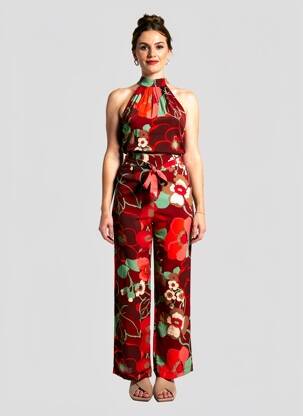 Combi-pantalon fermeture zippée au dos sans manche rouge KING LOUIE femme