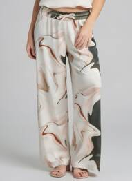 Pantalon large tissage popeline taille normale beige PLEASE femme