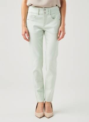 Pantalon slim tissage popeline taille normale vert TIFFOSI femme