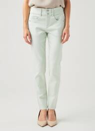 Pantalon slim tissage popeline taille normale vert TIFFOSI femme