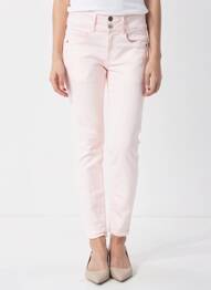 Pantalon slim tissage popeline taille normale rose TIFFOSI femme