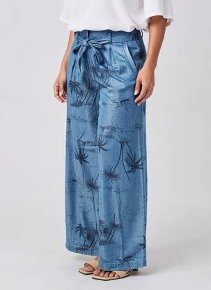 Pantalon large tissage popeline taille normale bleu KING LOUIE femme