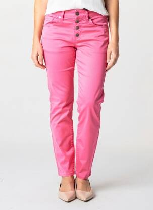 Pantalon slim tissage popeline taille normale rose PLEASE femme