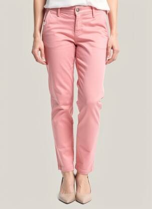 Pantalon chino tissage popeline taille normale rose TEDDY SMITH femme