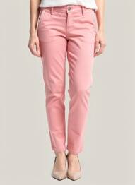 Pantalon chino tissage popeline taille normale rose TEDDY SMITH femme