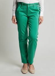Pantalon chino fermeture zippée sous rabat boutonné taille normale vert FREEMAN T.PORTER femme