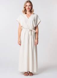 Robe longue manches courtes manches courtes beige GRACE & MILA femme