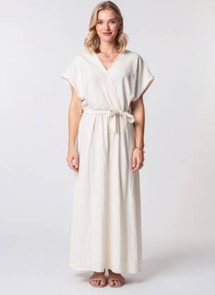 Robe longue manches courtes manches courtes beige GRACE & MILA femme