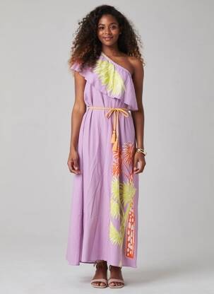 Robe longue manches courtes manches courtes violet POM AMSTERDAM femme