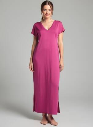 Robe longue manches courtes manches courtes violet GRACE & MILA femme