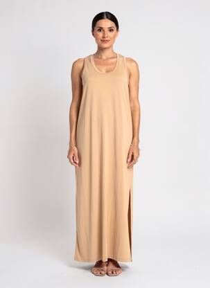 Robe longue sans manche sans manche beige PAKO LITTO femme