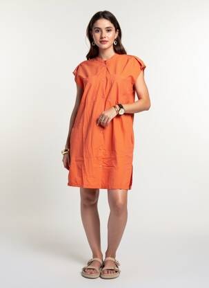 Robe courte manches courtes manches courtes orange SESSUN femme