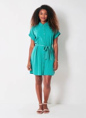 Robe courte manches courtes manches courtes vert FREEMAN T.PORTER femme