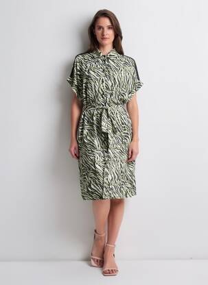 Robe mi-longue manches courtes manches courtes vert FREEMAN T.PORTER femme