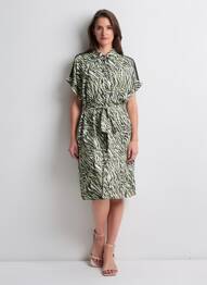 Robe mi-longue manches courtes manches courtes vert FREEMAN T.PORTER femme