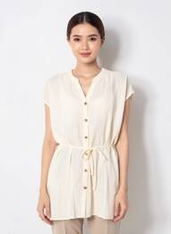 Tunique manches courtes coupe cintrée beige GRACE & MILA femme
