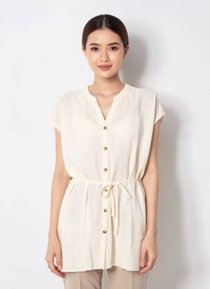 Tunique manches courtes coupe cintrée beige GRACE & MILA femme
