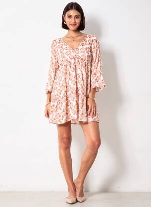Robe courte manches 3/4 manches 3/4 orange LA PETITE ETOILE femme