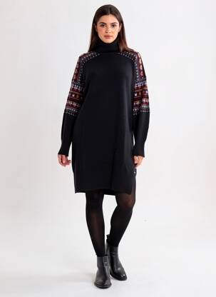 Robe pull stretch manches longues noir SCOTCH & SODA femme