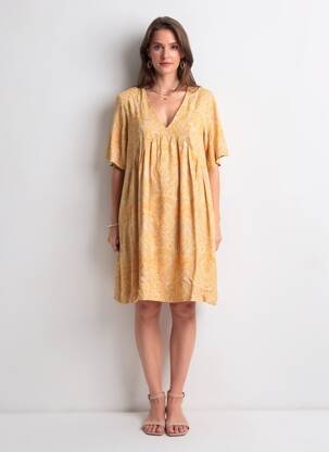 Robe courte coupe fluide manches courtes orange GRACE & MILA femme