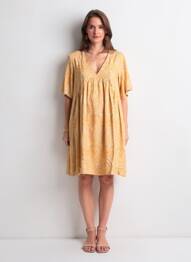 Robe courte manches courtes manches courtes orange GRACE & MILA femme