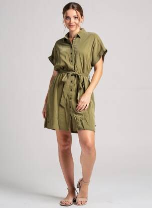 Robe courte manches courtes manches courtes vert FREEMAN T.PORTER femme