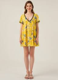 Robe courte manches courtes manches courtes jaune TEDDY SMITH femme