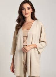 Gilet manches longues manches 3/4 beige MUS & BOMBON femme