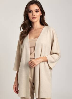 Gilet manches longues manches 3/4 beige MUS & BOMBON femme