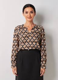 Blouse tissage popeline manches longues marron PRINCESSE NOMADE femme