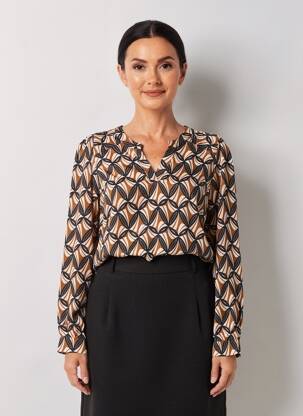 Blouse tissage popeline manches longues marron PRINCESSE NOMADE femme
